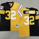 Men's Pittsburgh Steelers #32 Franco Harris Throwback Football Split Jersey Black Gold