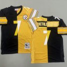 Men's Pittsburgh Steelers #7 Ben Roethlisberger Throwback Football Split Jersey Black Gold
