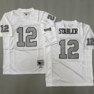Mens Raiders #12 Ken Stabler Throwback Football Jersey White Silver