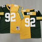 Mens Green Bay Packers #92 Reggie White Throwback Football Split Jersey Green Gold
