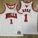 Men's Mitchell & Ness Chicago Bulls #1 Derrick Rose Stitched Basketball Jersey White