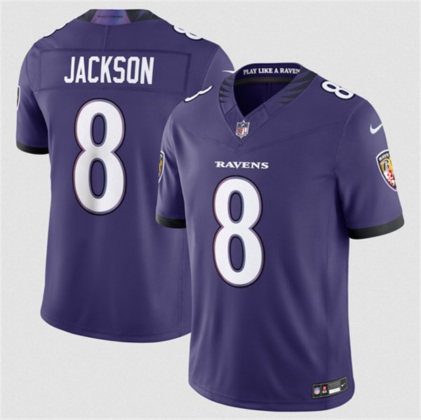 Men's Baltimore Ravens #8 Lamar Jackson Purple 2026 F.U.S.E Vapor Limited Football Jersey