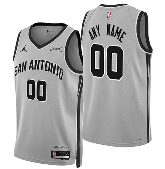 Men's San Antonio Spurs Custom Silver 2025-26 Statement Edition Stitched Jersey