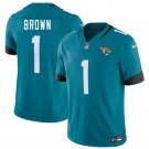 Men's Jacksonville Jaguars #1 Montaric Brown Teal 2026 F.U.S.E. Vapor Jersey