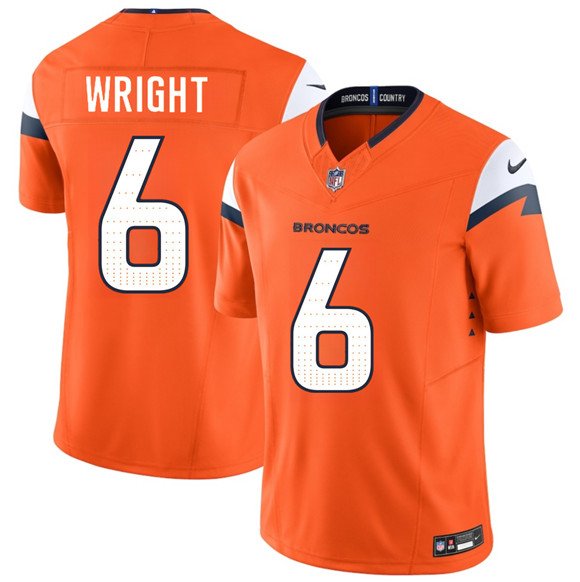 Men's Denver Broncos #6 William Wright Orange 2026 Draft F.U.S.E. Vapor Limited Jersey