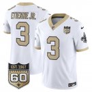 Saints #3 Travis Etienne Jr White 2026 F.U.S.E 60th Anniversary Patch Limited Jersey