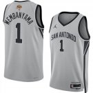 Men's San Antonio Spurs #1 Victor Wembanyama Gray 2026 Finals Patch Stitched Basketball Jersey