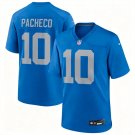 Mens Detroit Lions #10 Isiah Pacheco Stitched Royal Retro Limited Jersey