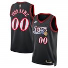 Men's Youth Philadelphia 76ers Custom Black Hardwood Classics Jersey