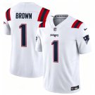 Mens New England Patriots #1 A.J. Brown Nike White Vapor F.U.S.E. Limited Jersey