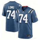 Patriots #74 Caleb Lomu Storm Blue Rivalries Collection F.U.S.E. Limited Jersey