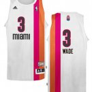 Men's Miami Heat #3 Dwyane Wade Basketball Retro Jersey White