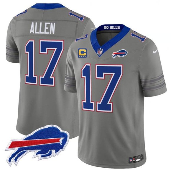 Bills #17 Josh Allen Gray F.U.S.E. 2026 Nickel City With 4-Star C Patch Stitched Jersey