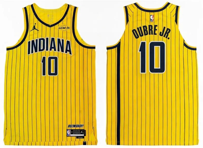 Mens IND #10 Kelly Oubre Jr. 2026 Yellow Pinstripes Statement Edition Swingman Jersey