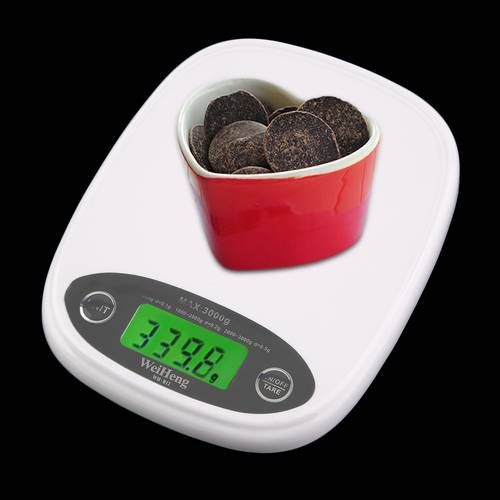 White Slim LCD Electronic Kitchen 3Kg/0.5 Digital Weight Scale Food Diet