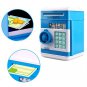 Electronic ATM Password Piggy Bank Automatic Deposit Money Cash Coins Saving Box Blue