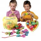 Wooden Lacing Beads Animals Blocks Heart-shape Box Threading Educational Toy