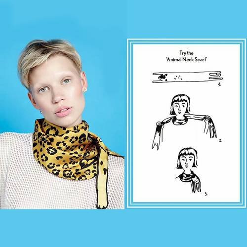New Silk Scarf Panda Leopard Design 3D Animal Shape Cat Tiger Women Size L