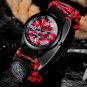 Outdoor Survival Watch Paracord Compass Wrist Watch Men's Climbing Watches Red