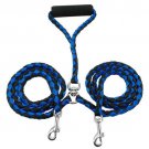 Double Dog Leash Braided Tangle Dual Leash Couple For Walking Training Two Dogs Blue