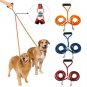 Double Dog Leash Braided Tangle Dual Leash Couple For Walking Training Two Dogs Blue