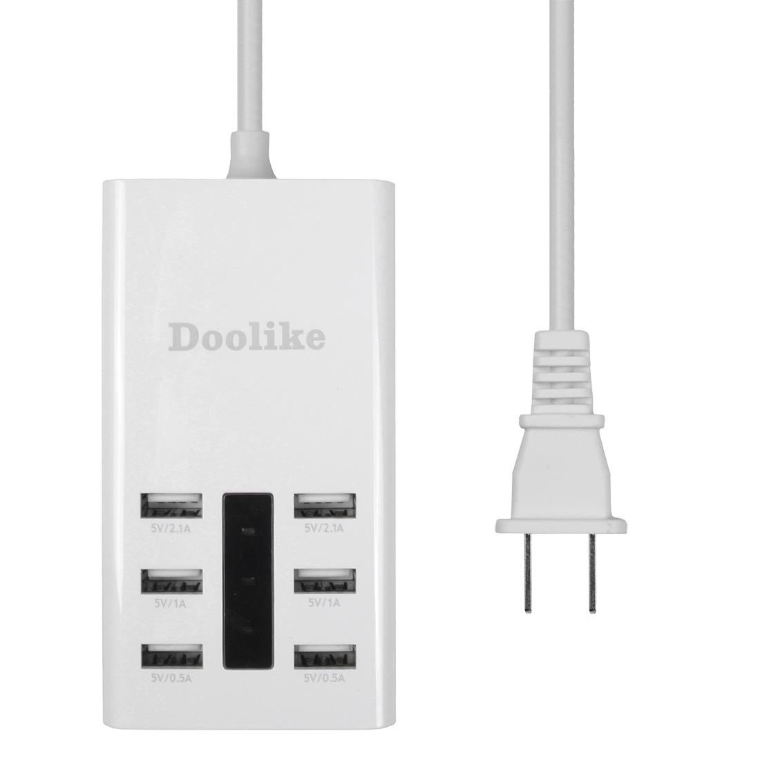 Doolike DL-CDA5 Six USB Ports Charging Power Strip Surge Protector Quick Charge White
