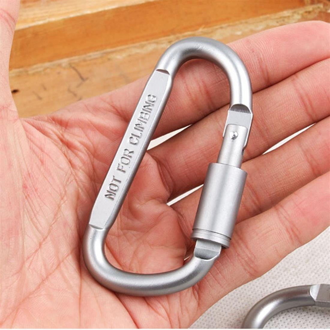 5Pcs Aluminum Alloy D Shape Carabiner Screw Lock Bottle Hook Hanging Key Chain Camping Hiking