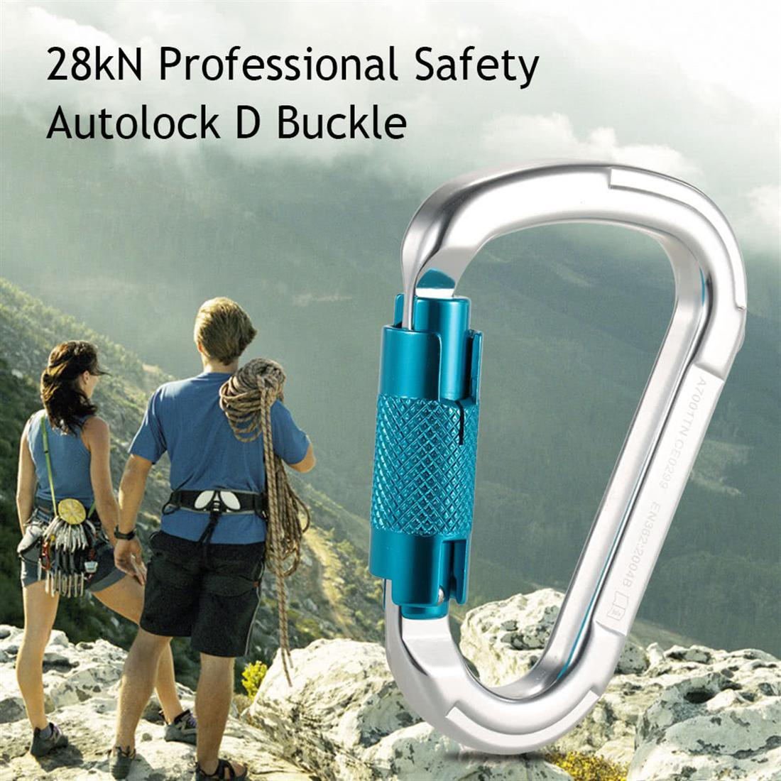 25kN Professional Safety D Buckle Autolock Self Locking Aluminum Carabiner for Outdoor Survival