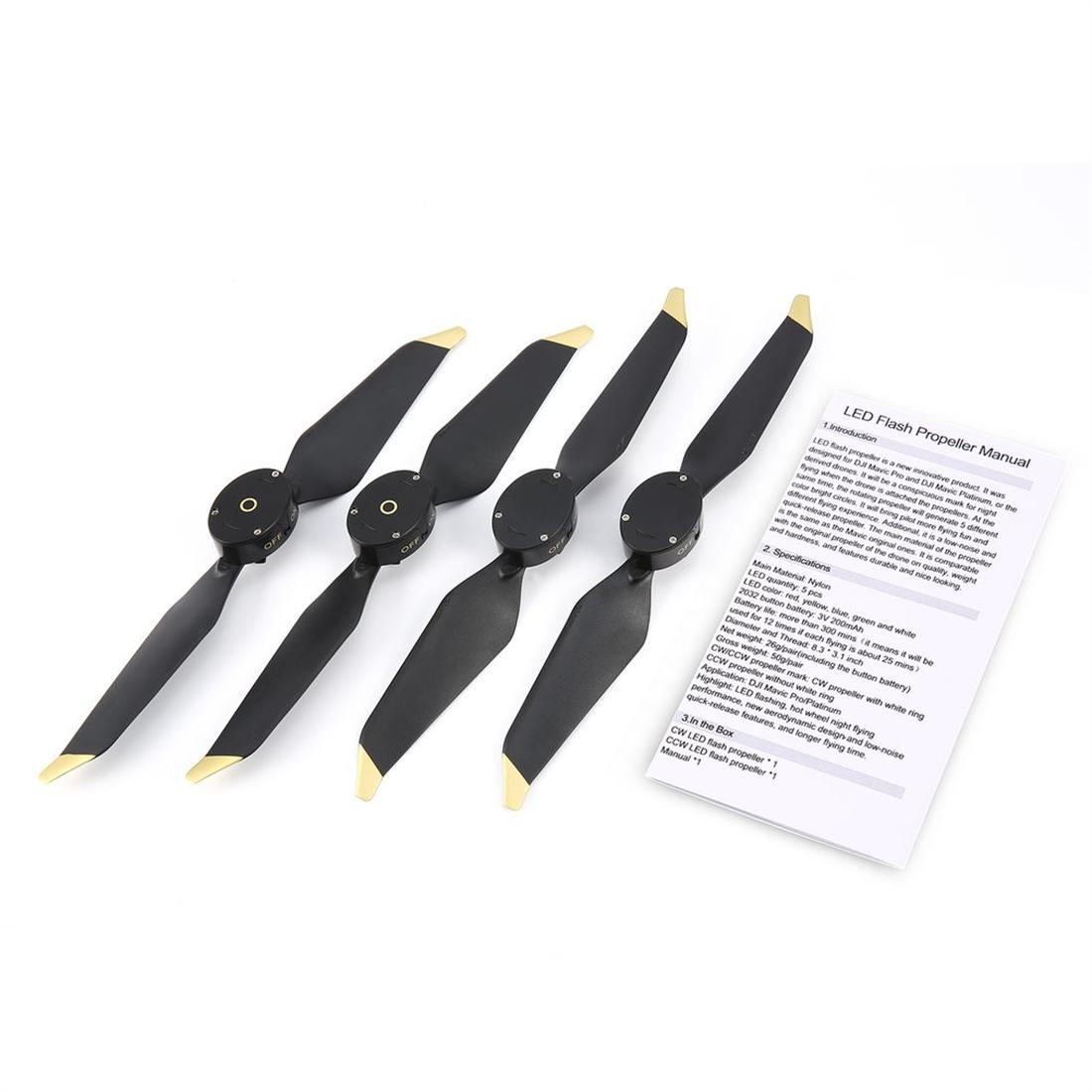 2 Pairs LED Flash Low-Noise Quick Release CW CCW Propellers for DJI Mavic Pro