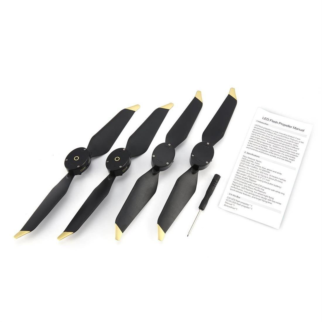 2 Pairs LED Flash Low-Noise Quick Release CW CCW Propellers for DJI Mavic Pro