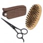 3Pcs Men's Beard Brush Comb Scissor Kit Boar Bristle Shaving Brush + Amoora Beard Comb