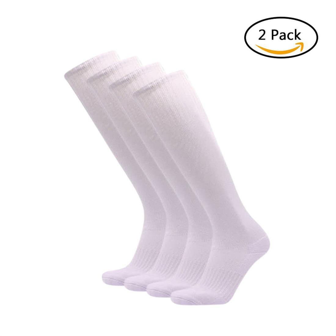 2 Pairs Men's Breathable Wicking Knee High Soccer Socks Sport Football Athletic Compression Socks