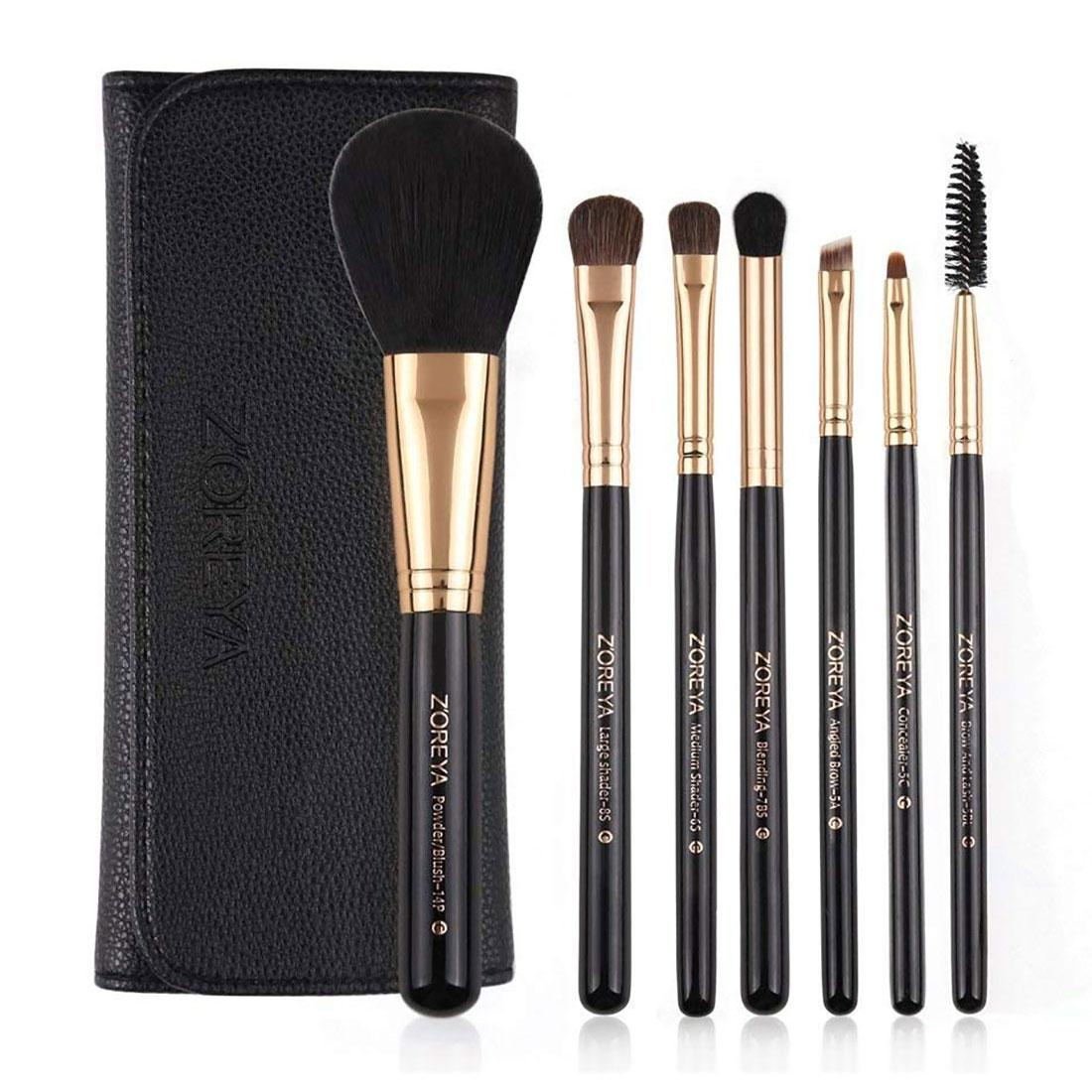 ZOREYA Makeup Brushes 7pcs with Brush Holder Case ZS77 Black