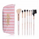 ZOREYA Makeup Brushes 7pcs with Brush Pouch Bag Case White Brush ZW7 Stripe Pouch