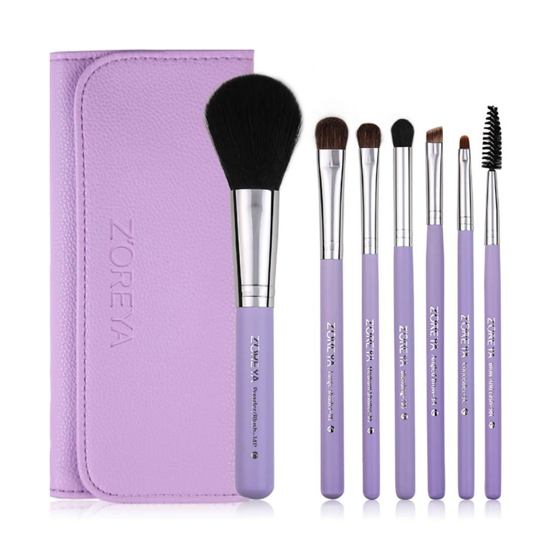 ZOREYA Makeup Brushes 7pcs with Brush Holder Case ZS77 Purple