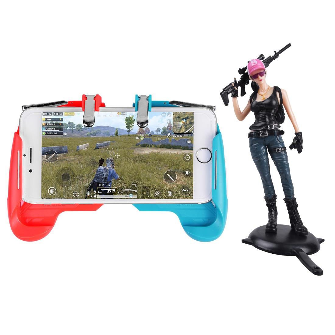 AK16 Phone Game Trigger Handle Grip Red&Blue + Figure Girl