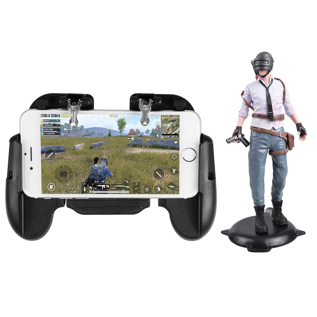 H5 Phone Game Trigger Handle Grip With Fan Black + Figure Handsome Boy
