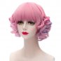 Man Mei SW-1177D Cosplay COS Wig Curly Hair Blue with Pink