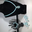 Aqua Swarovski pearl and sea glass jewelry set