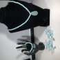Aqua Swarovski pearl and sea glass jewelry set