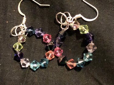Swarovski crystal rainbow mini hoops