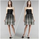 Aidan Mattox Black Strapless Sweetheart Neckline Fun Polka Dot Dress - Size 12