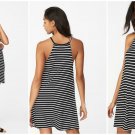Old Navy Black/White Stripe Sleeveless Halter Neck A-Line Swing Dress Size - XL