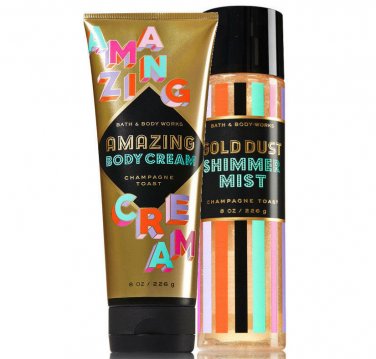 Bath & Body Works Champagne Toast Body Cream + Gold Dust Shimmer Fragrance Mist