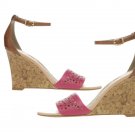 Ann Taylor LOFT Adelina Beet Rose Perforated Wedge Sandals - Size 8M