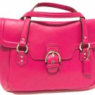 Coach Campbell Fuchsia Large Leather Flap Satchel Handbag