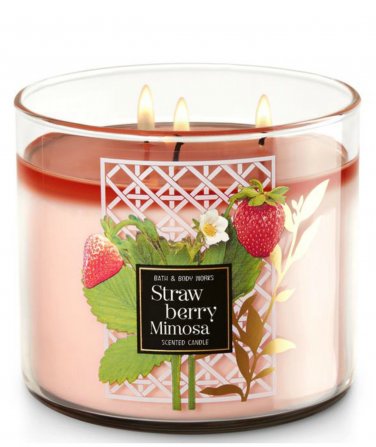 Bath & Body Works Strawberry Mimosa Three Wick 14.5 Ounces Scented Candle