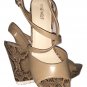 Nine West Natural Light Leather Snake Print Wedge Sandals - Size 9½M