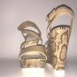 Nine West Natural Light Leather Snake Print Wedge Sandals - Size 9&Acirc;&frac12;M