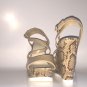 Nine West Natural Light Leather Snake Print Wedge Sandals - Size 9½M